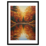 Golden Autumn Reflection: Impasto Forest Landscape thumbnail