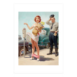 Sexy Pinup Shopping Girl And A Sudden Wind (Print Only) thumbnail