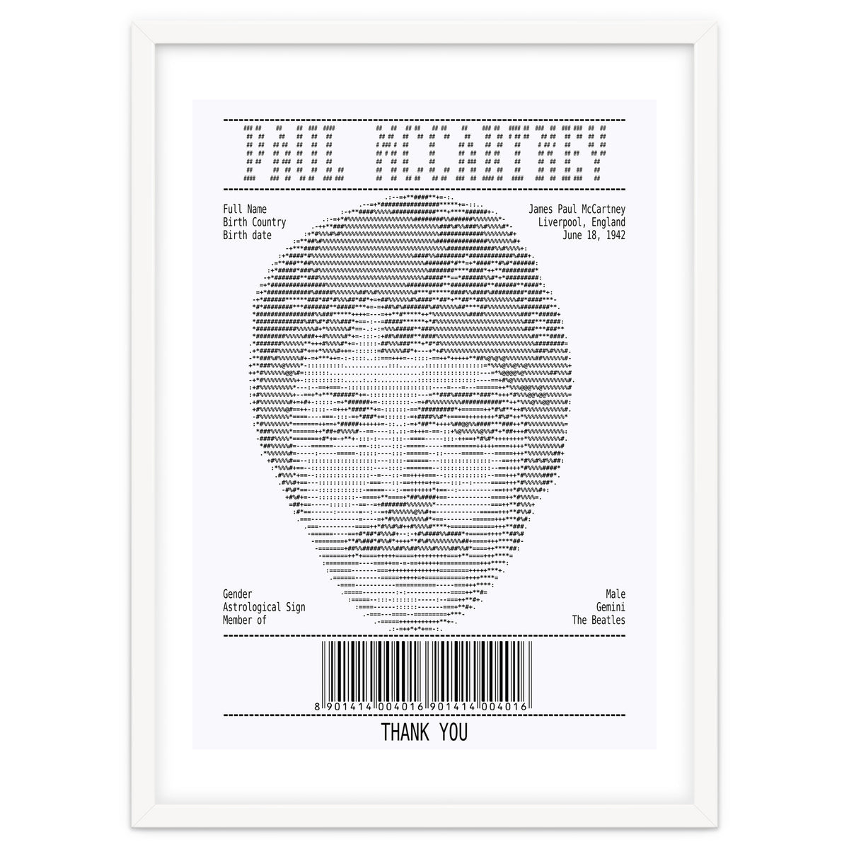 Receipt Art Paul Mc Cartney
