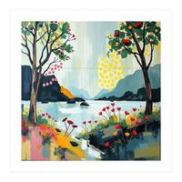 Serene Mountain Lake Landscape (Print Only)