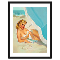 Pinup Sexy Blonde On The Beach