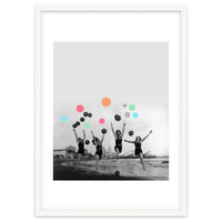 Vintage Women Black & White Photography Balloons Freedom Feminism Women's Rights Individuality