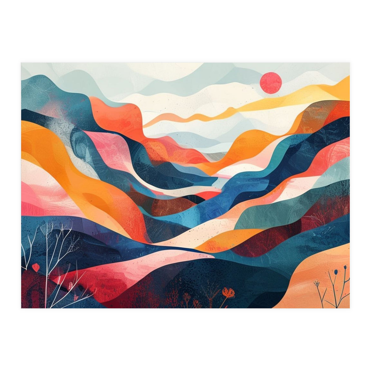 Abstract Mountain Landscape Art (Print Only)