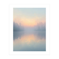 Misty Sunrise Over Pine Forest Lake (Print Only)