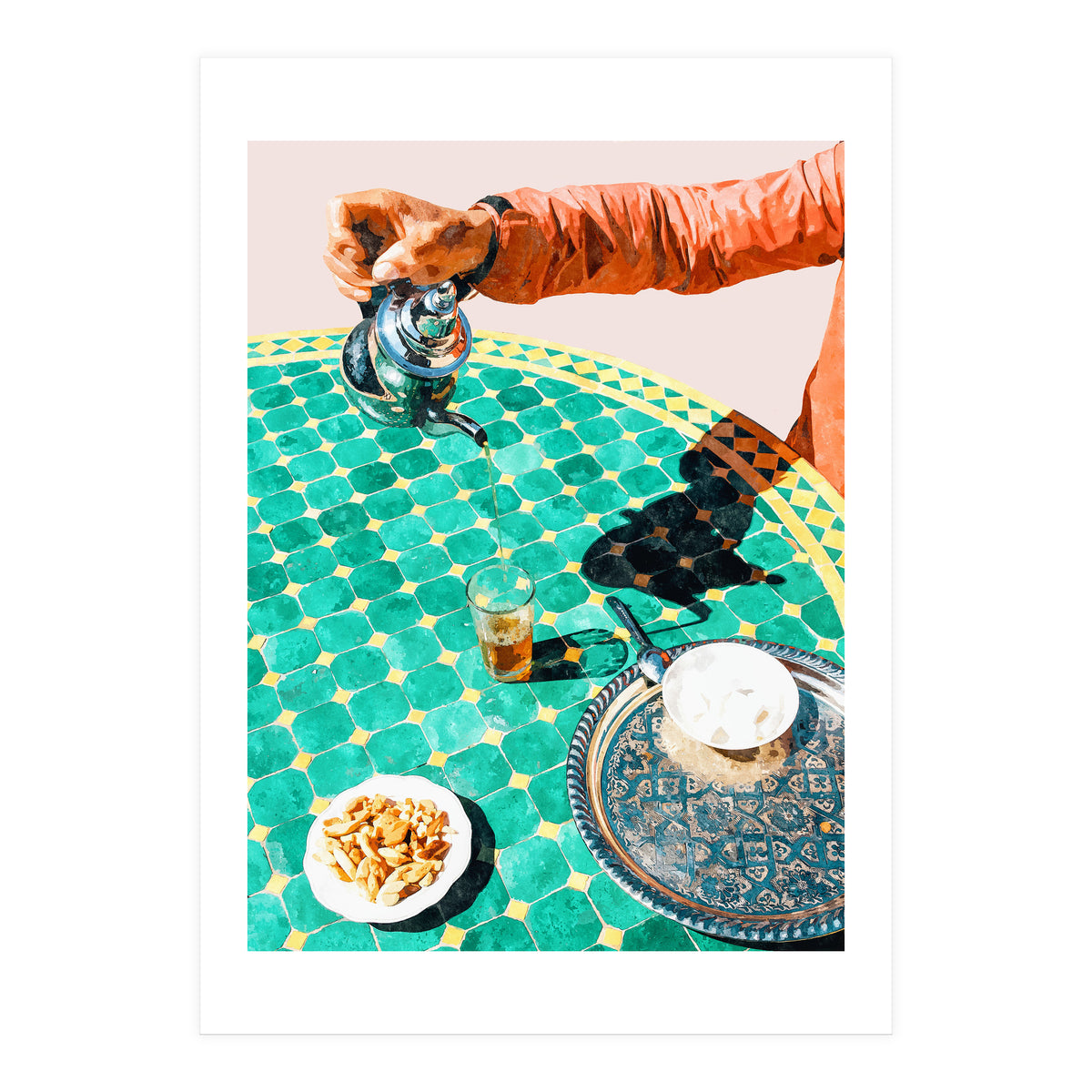 Chai, India Culture & People Painting, Exotic Travel Places Tea Bohemian Colorful Morocco Turkish (Print Only)