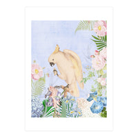 White Cockatoo In Flower Jungle  (Print Only)