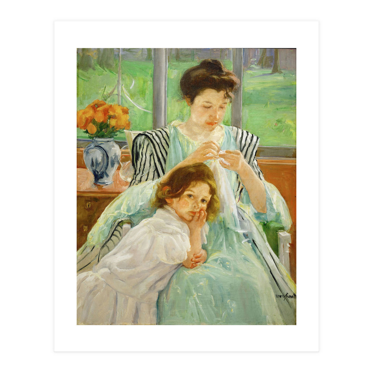 Young mother sewing, 1901 Canvas,92,4 x 73,7 cm. (Print Only)