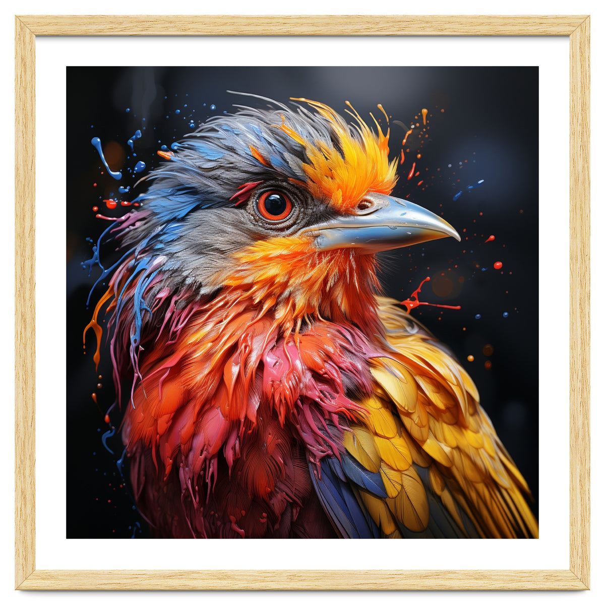 Vibrant Bird With Colorful Splatter Paint