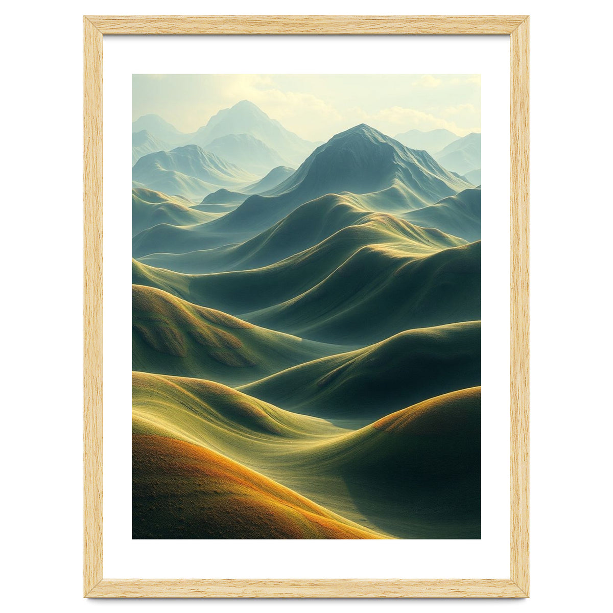 Ethereal Green Mountain Ridges Art
