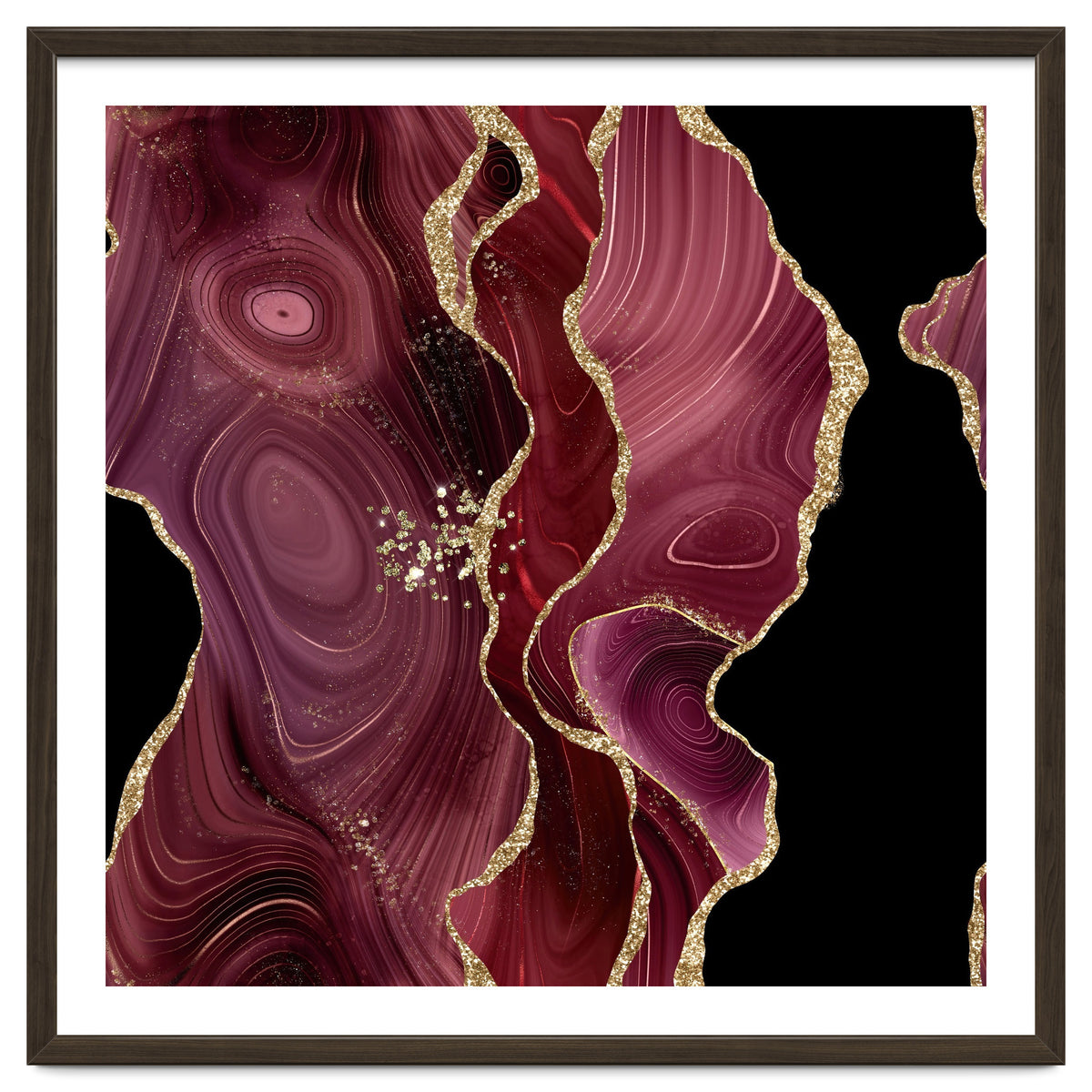 Burgundy & Gold Glitter Agate Texture 01