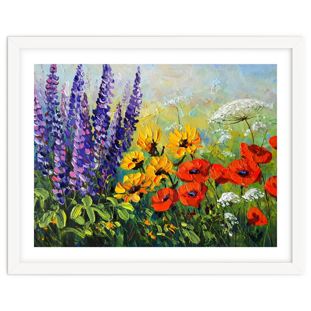 Radiant Summer Wildflower Meadow Oil Painting