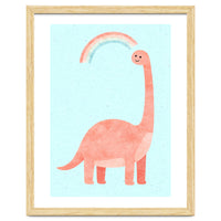 Rainbow Dinosaur Nursery Art, Cute diplodocus Watercolor, Pink Dino Illustration