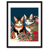 The Perfect Companion, Cute Cats Japanese Pets, Whimsical Animals Cat Vintage Love Friends Together