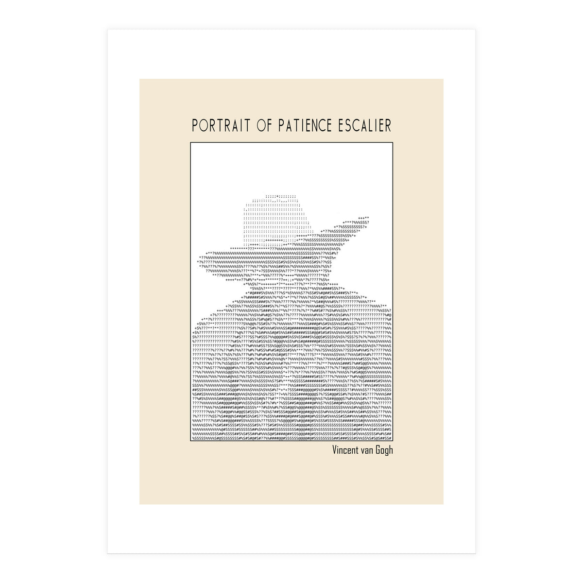 Portrait Of Patience Escalier Vincent Van Gogh Ascii Art (Print Only)