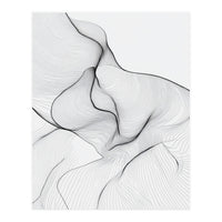 Abstract Black And White Flowing Lines Organic Form (Print Only)