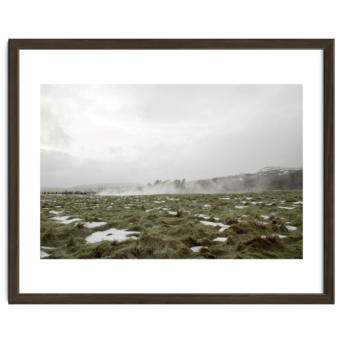 Remaining snow in the late summer greenfield - Iceland