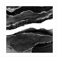 Black & Silver Agate Texture 08  (Print Only)