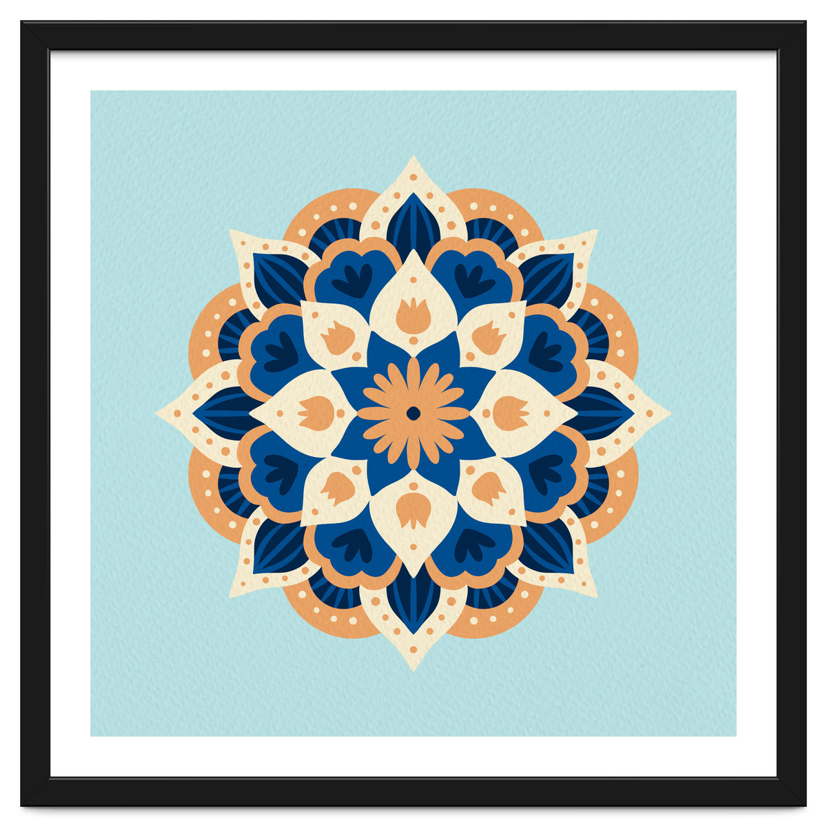 Mandala flower - orange and blue