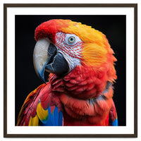 Scarlet Macaw Parrot Close Up Portrait Vivid Colors