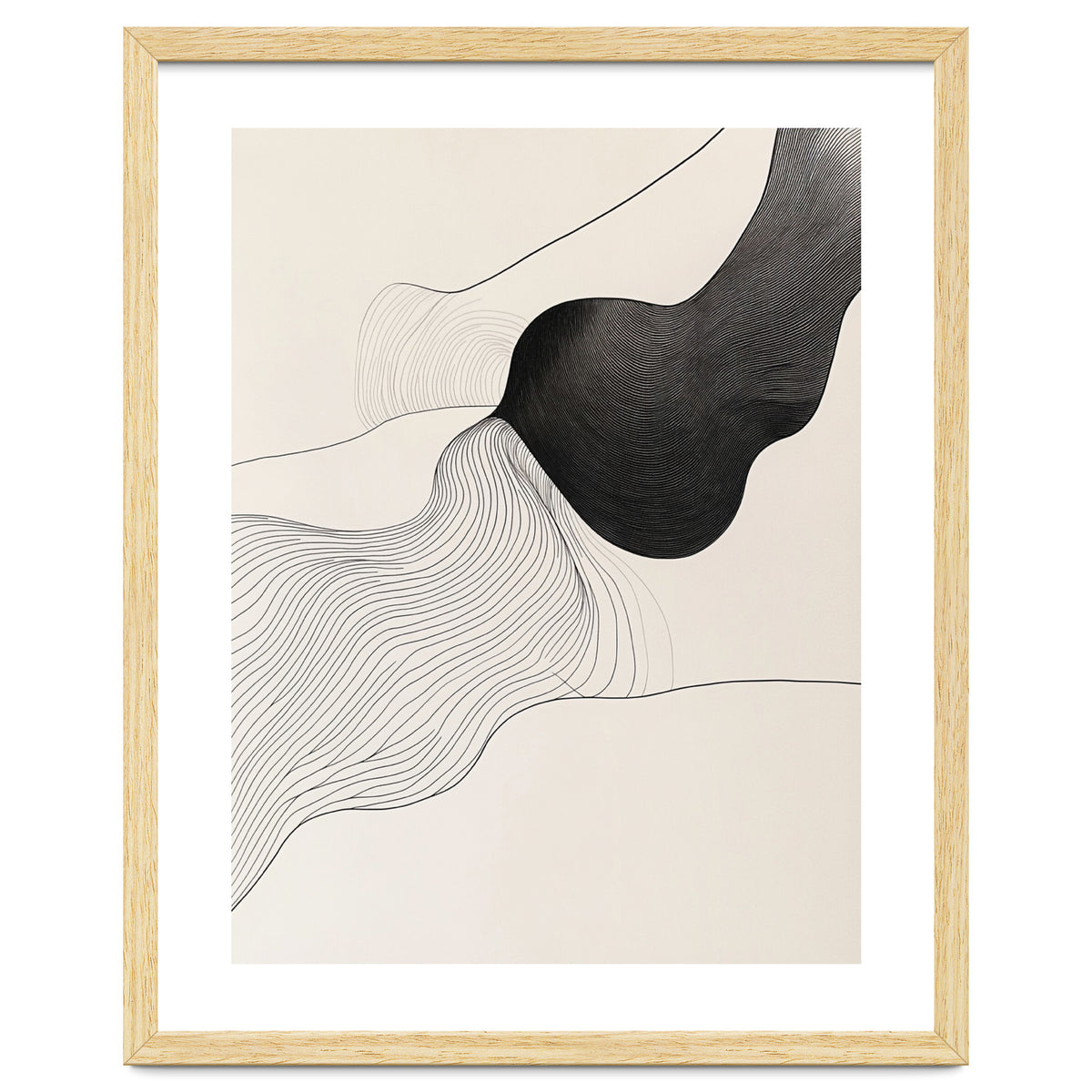 Abstract Black And White Organic Flowing Lines Art