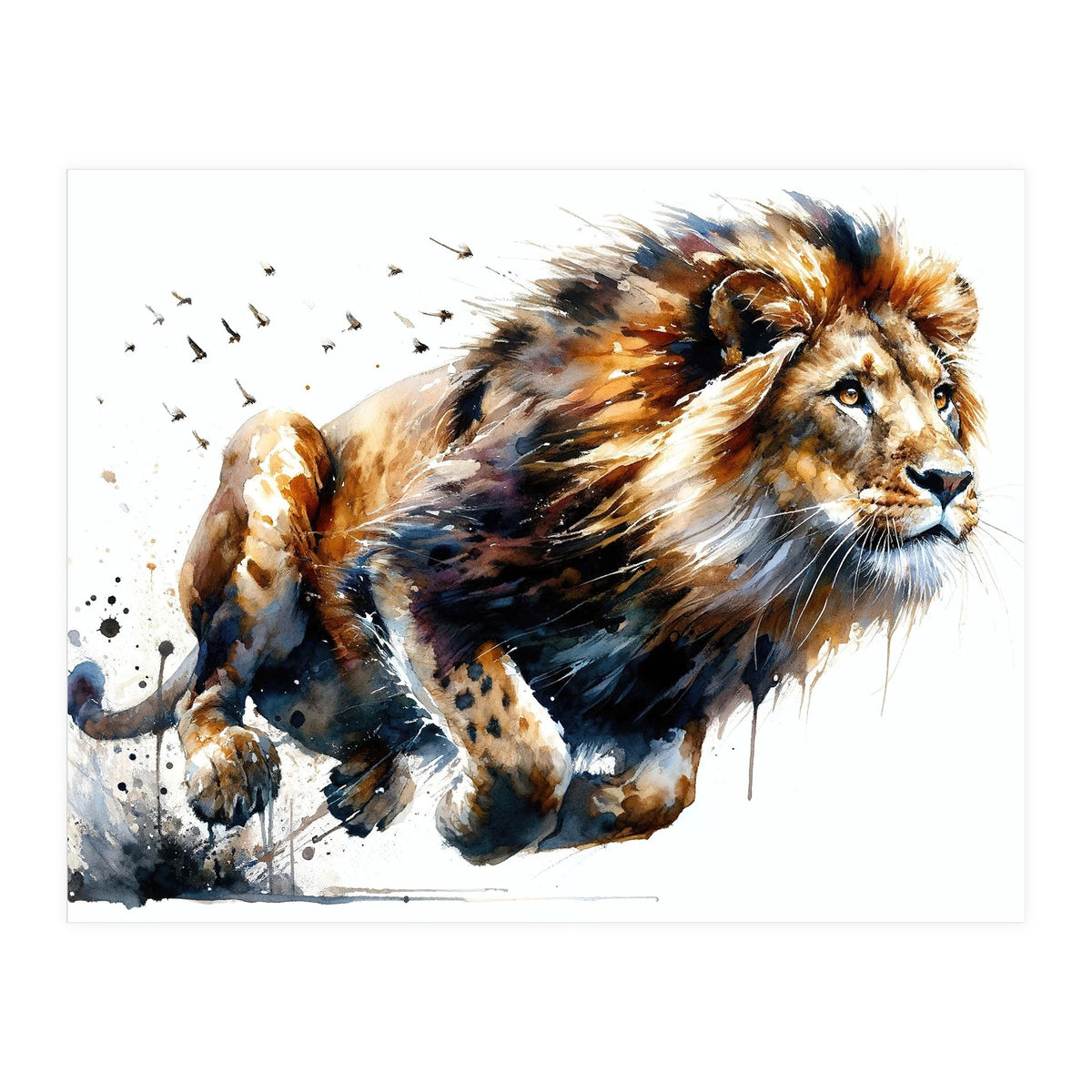 Dynamic Lion In Motion (Print Only)