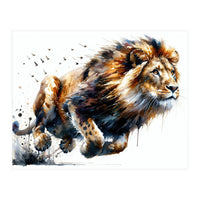 Dynamic Lion In Motion (Print Only)