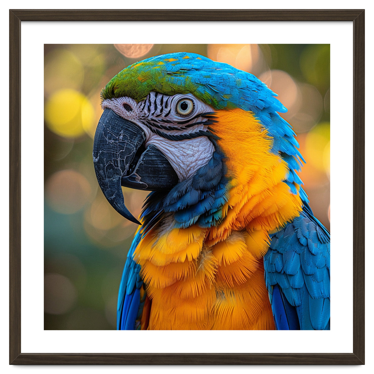 Blue And Yellow Macaw Parrot Close Up Detailed Shot