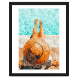 By The Pool All Day, Summer Travel Woman Swimming, Tropical Fashion Bohemian Painting thumbnail