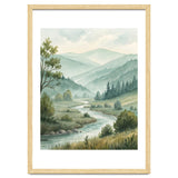 Serene River Valley in Soft Watercolor thumbnail