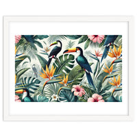 Tropical Toucans in Lush Jungle Foliage