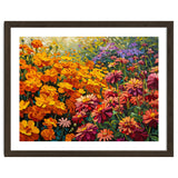 Radiant Summer Zinnia and Marigold Meadow Oil Painting thumbnail