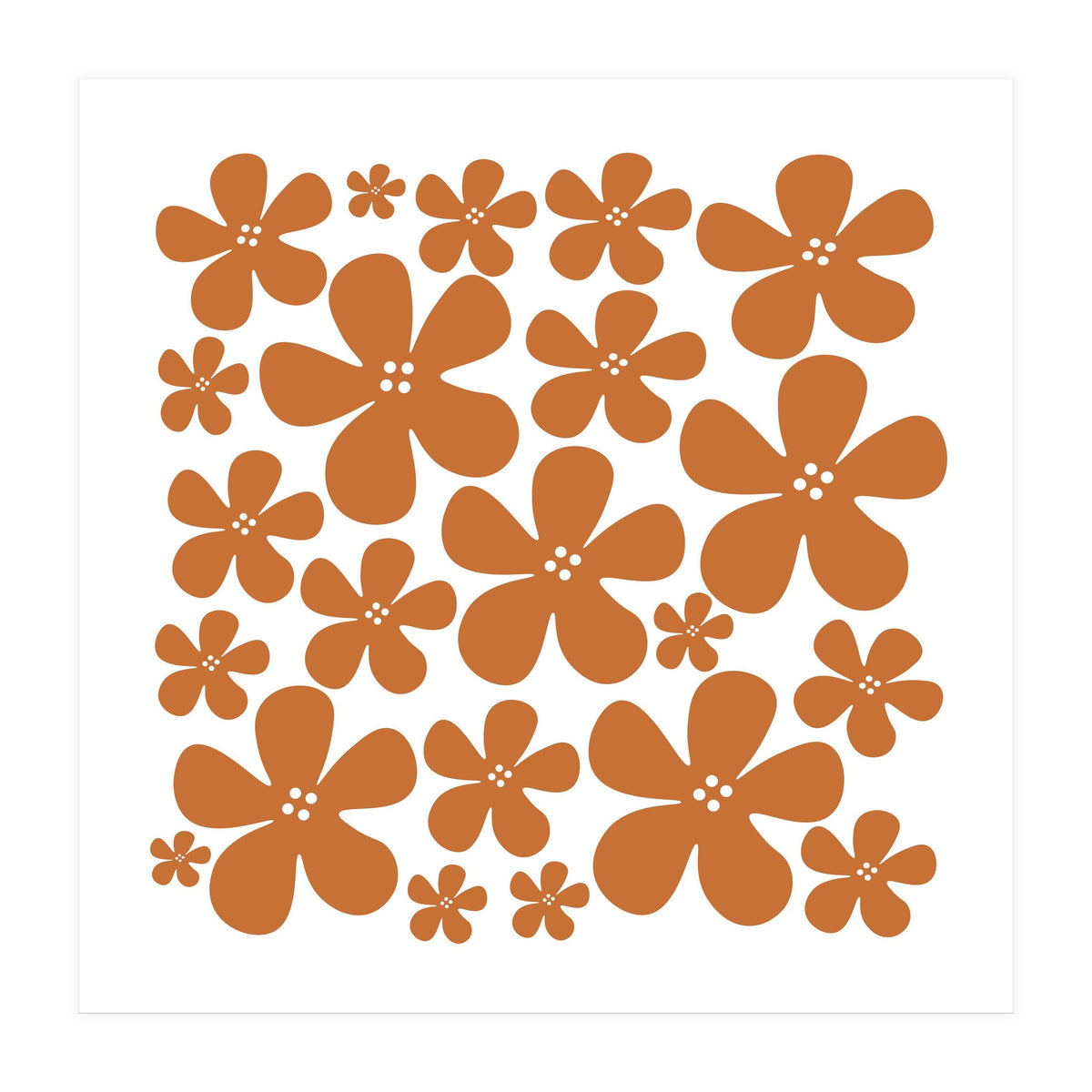 Brown Flowers Pattern (Print Only)