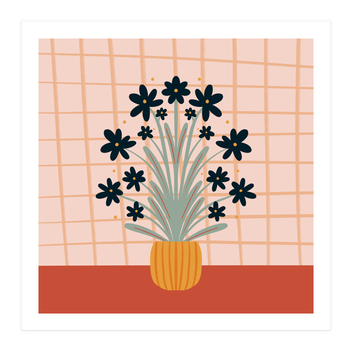 Floral Vase Orange (Print Only)