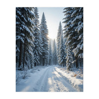 Serene Winter Wonderland Forest Road (Print Only)