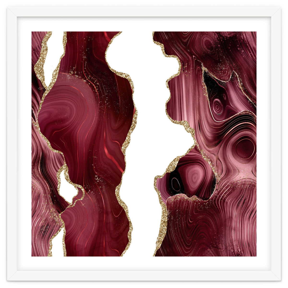 Burgundy & Gold Glitter Agate Texture 05