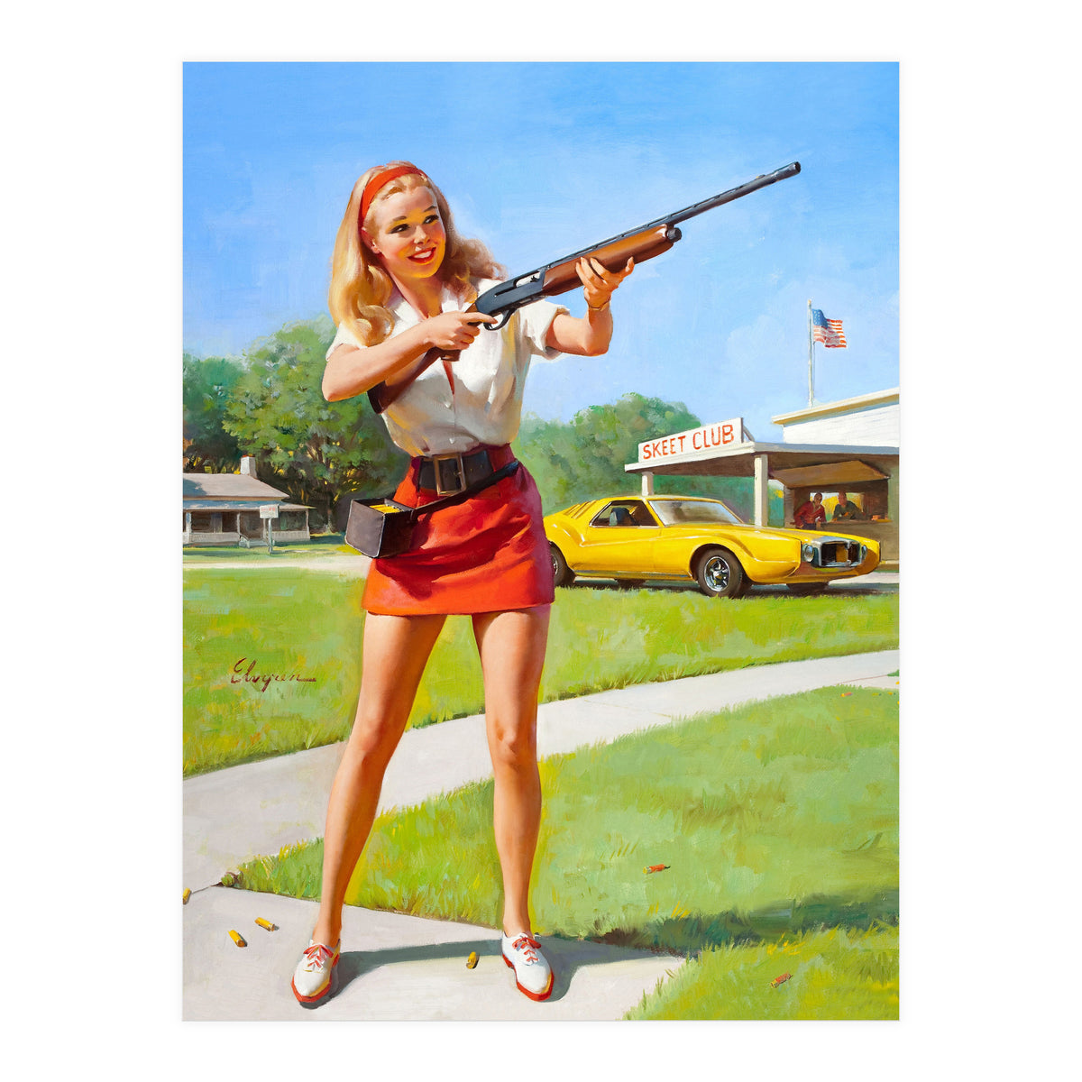 Pinup Shooting Girl (Print Only)