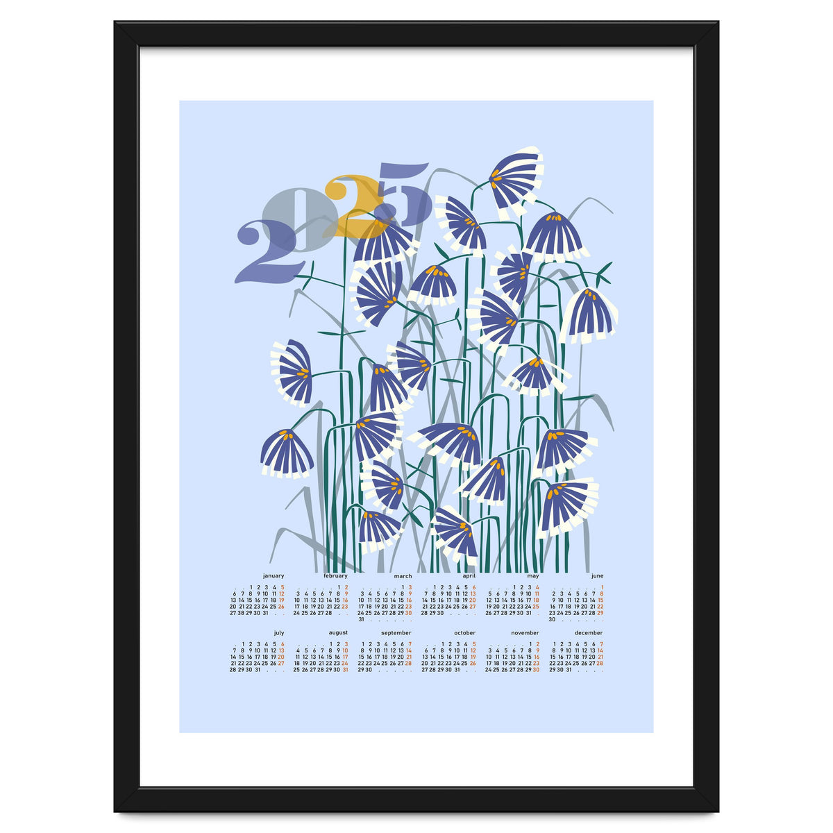 calendar 2025 pastel light blue