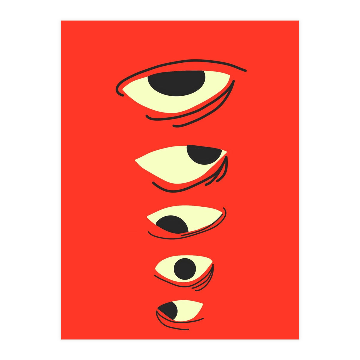 Abstract Eyes on Red Background (Print Only)