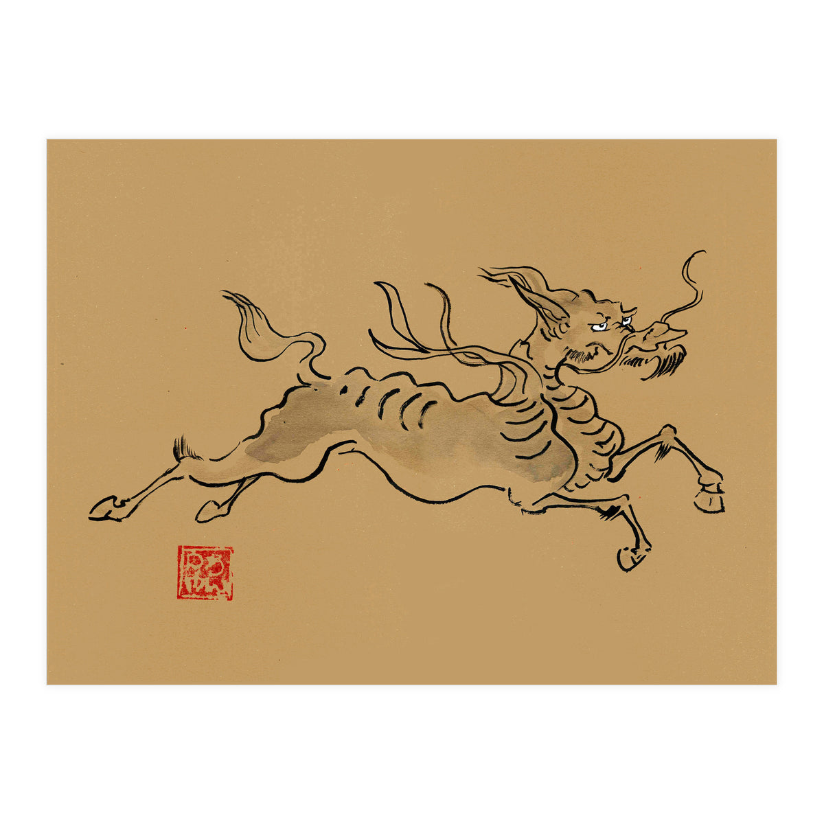 Kirin On Brown Paper (Print Only)