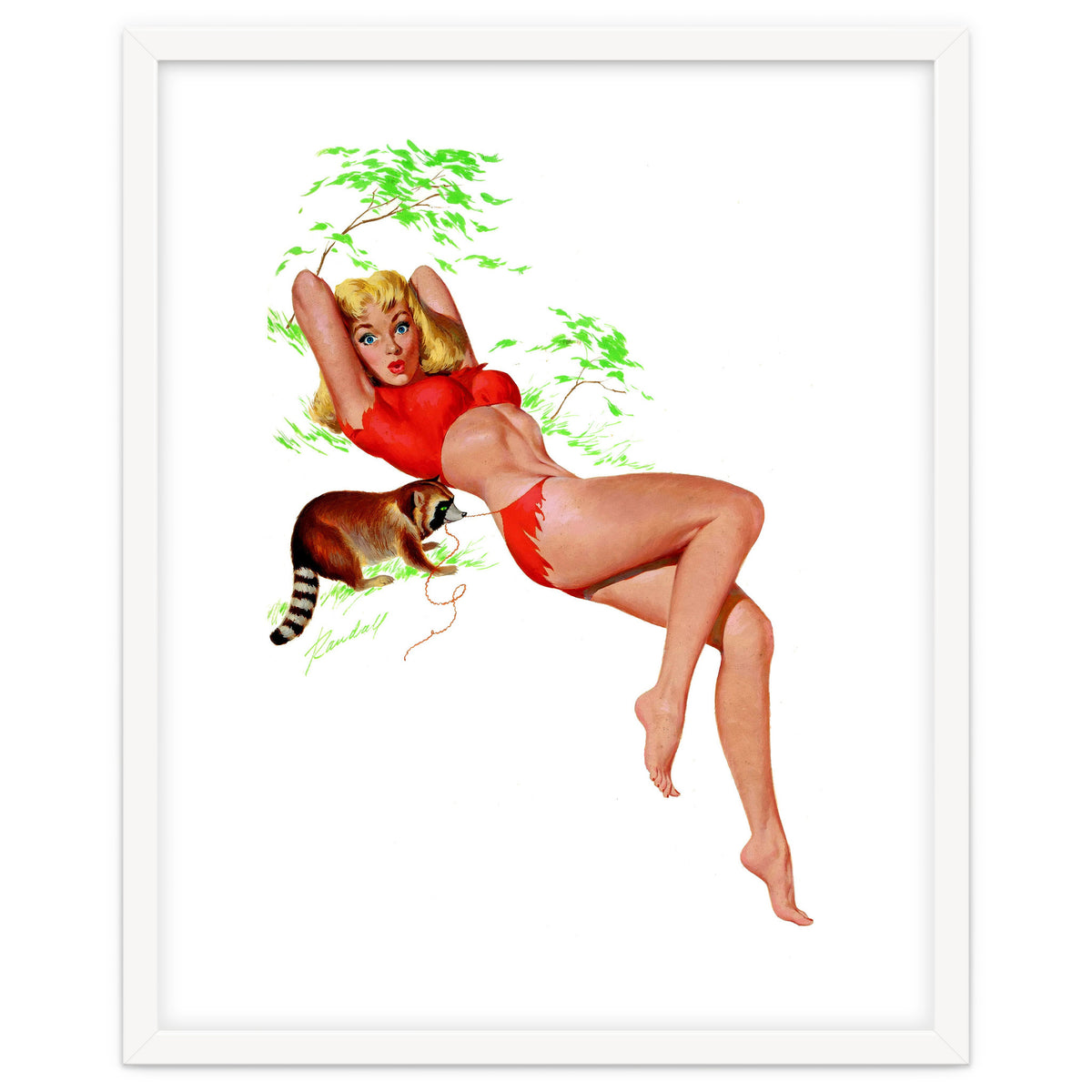 Pinup Girl With A Naughty Racoon