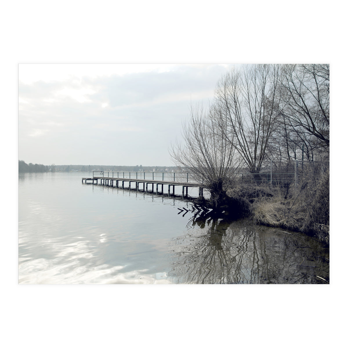 Sunny day pier in the lake (Print Only)