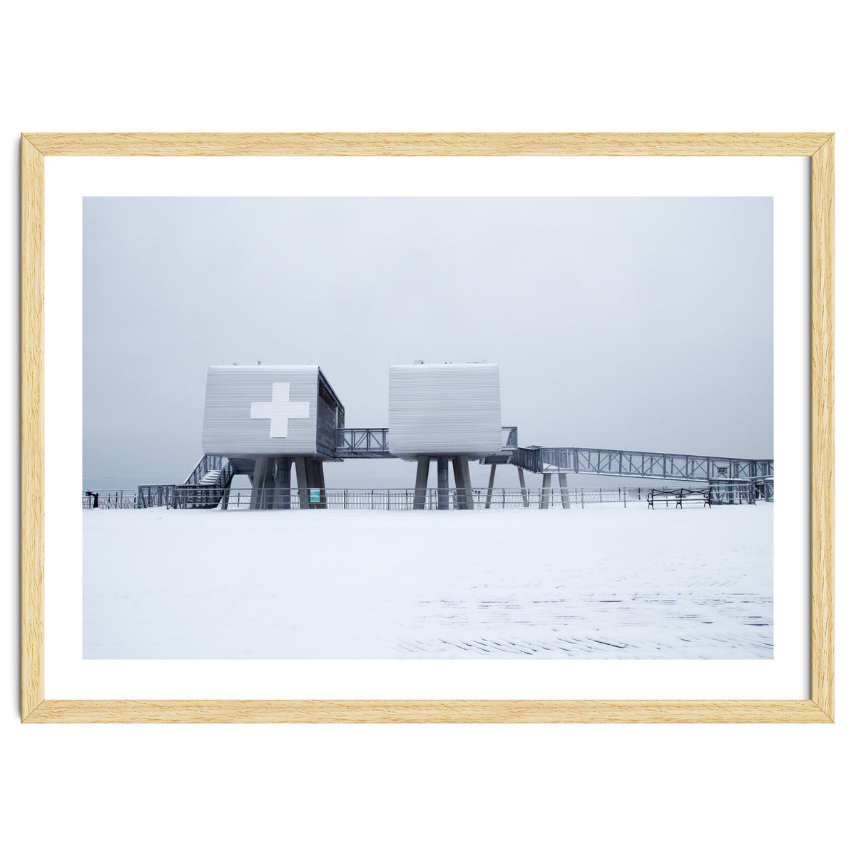 First aid house in the winter seascape