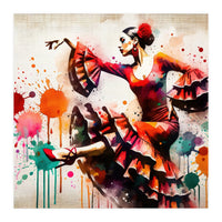 Fiery Flamenco Dancer In Motion (Print Only)