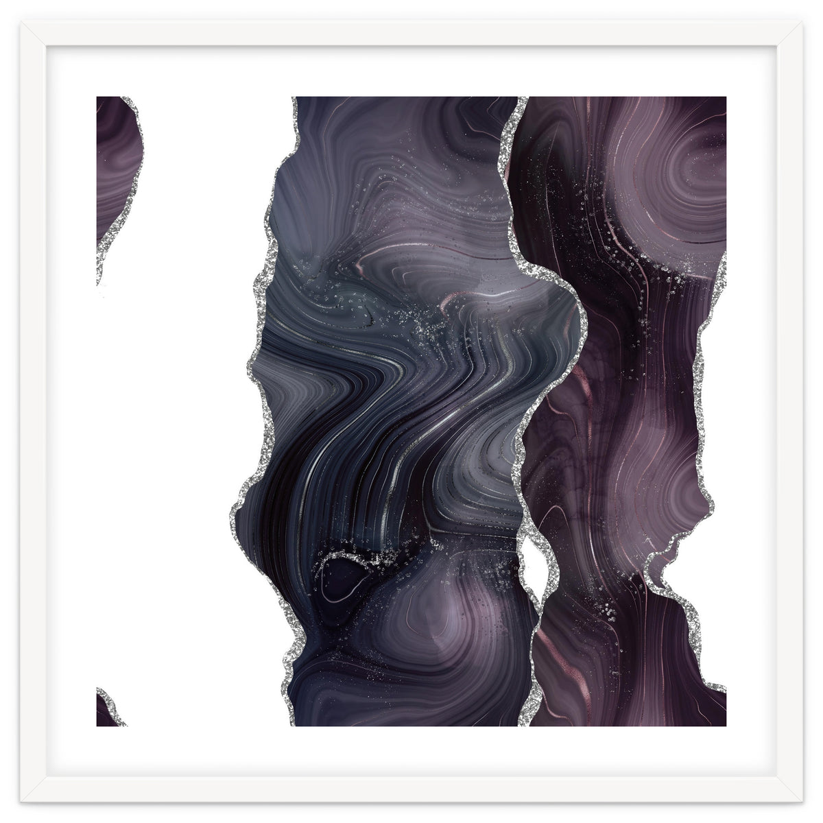 Black & Silver Glitter Agate Texture 06