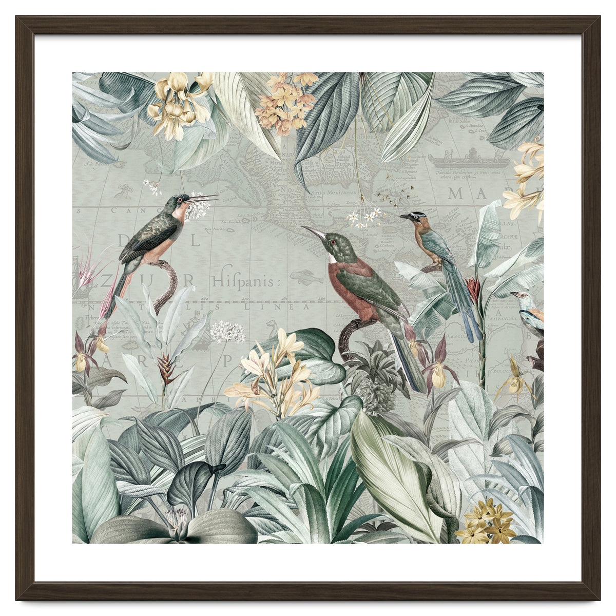Vintage Exotic Birds Paradise Jungle