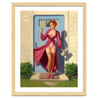 Pinup Girl With Accident At Her Door
