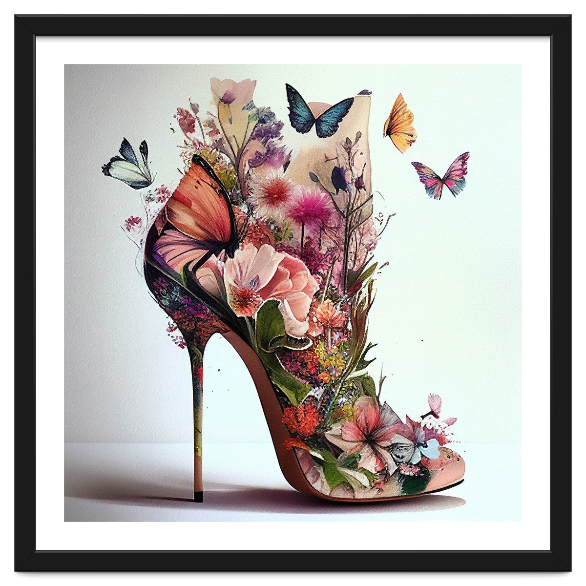 Floral Stiletto With Butterflies
