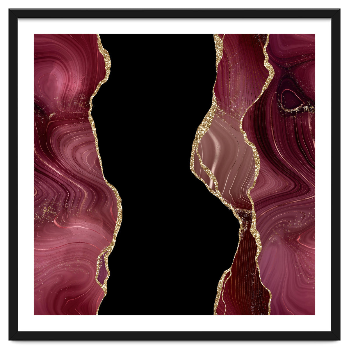 Burgundy & Gold Glitter Agate Texture 02