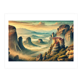Vintage Greece, Meteora Monasteries Poster (Print Only) thumbnail
