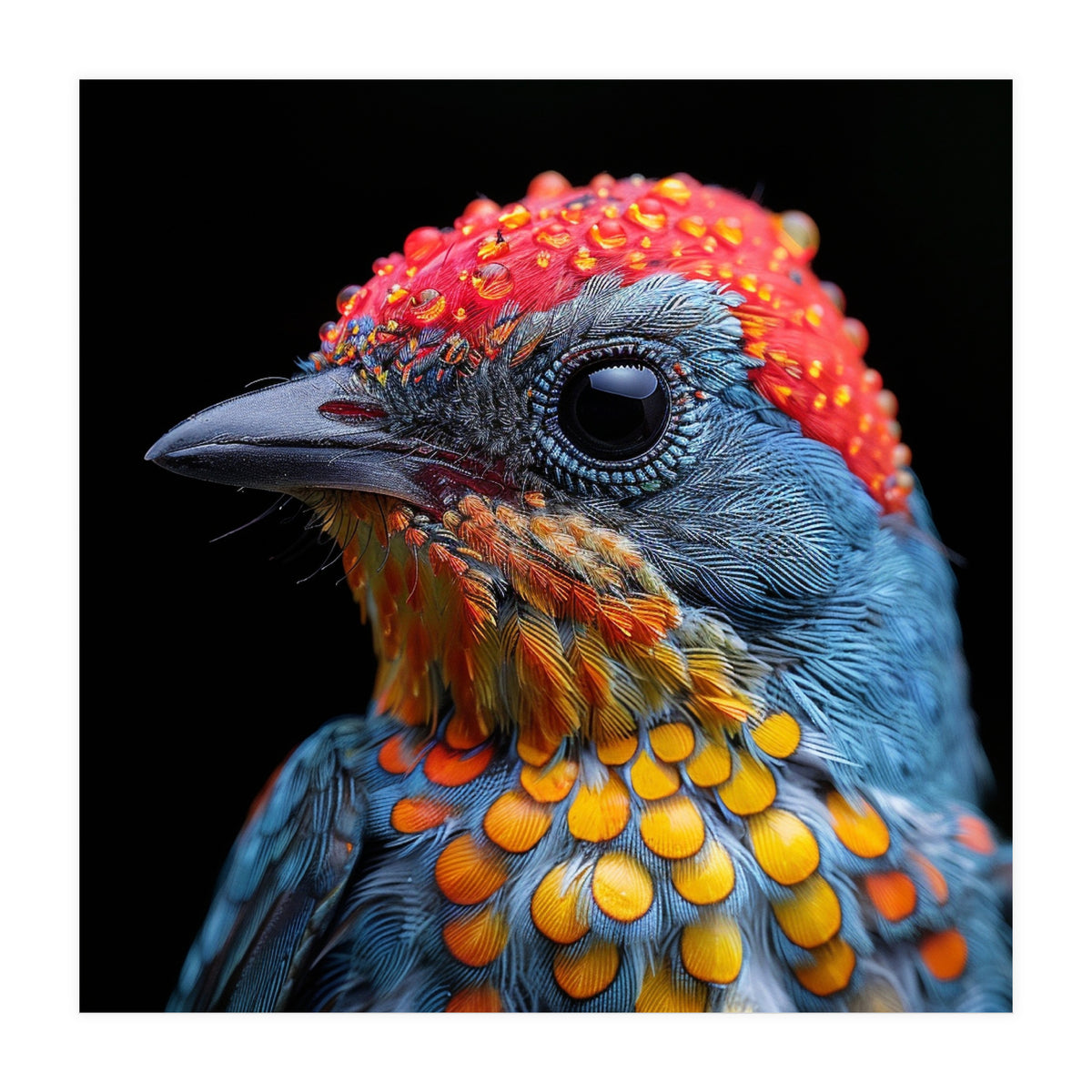 Close Up Of Colorful Bird With Water Droplets (Print Only)